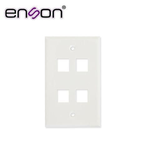 Placa De Pared (faceplate) Universal Ensfp64 Enson 4 Puertos Estilo Keyconnect Cat6a Cat6 Cat5e Conectores De Fibra Optica Y Coa