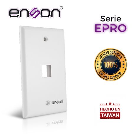 Placa De Pared (faceplate) Enson Eprofp10 Compatible Con Jack Keystone 1 Puerto Color Blanco Uso En Interior Ideal Para Conector
