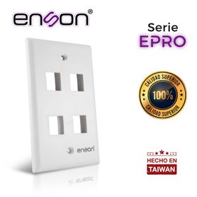 placa de pared faceplate enson eprofp40 compatible con jack keystone 4 puertos color blanco uso en interior ideal para conector