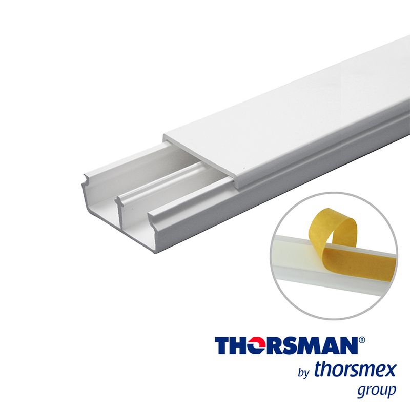 Canaleta Thorsman Tmk1735 530101252 Paq. 2 Pza  De 1.10m 17mm  35mm Autoadherente 2pz Color Blanco Resistencia A La Humedad Y At