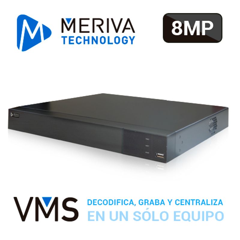 Nvrvms 16ch Meriva Technology Mvms2116 Graba / Decodifica / Centraliza Dvrnvripc / 1hdmi(4k)  1vga Simultanea / Audio 1 Entrada 