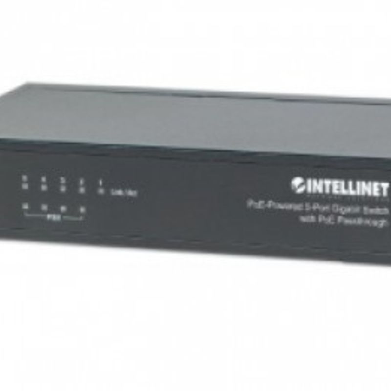 Switch INTELLINET 5 puertos Gigabit alimentado por PoE Negro 75 W 5 puertos Cat5eCat6 RJ45 SBNB600