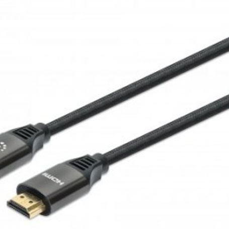 Cable HDMI 2.1 Textil 8K60Hz o 4K120Hz con Ethernet MANHATTAN 355933 1 m Macho Negro SBNB600