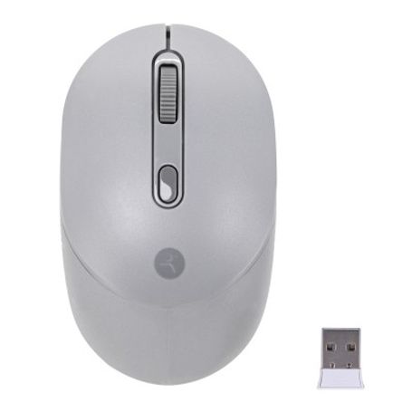 Mouse inalambrico TechZone de 1600 DPIS alcance hasta 15 metros 4 botones texturizado rubber color gris click silncioso 1 ano de