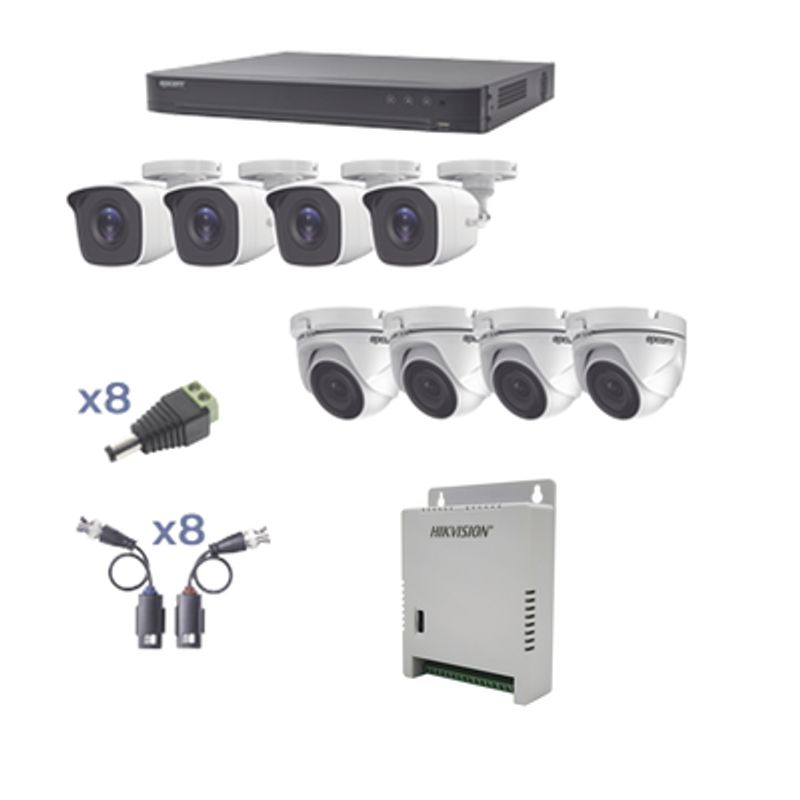 Kit Turbohd 1080p / Dvr 8 Canales / 4 Cámaras Bala (exterior 2.8 Mm) / 4 Cámaras Eyeball (exterior 2.8 Mm) / Transceptores / Con