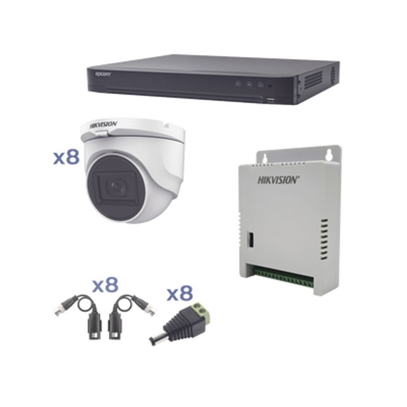 Kit Turbohd 1080p / Dvr 8 Canales / 8 Cámaras Turret (exterior 2.8 Mm) / Conectores / Transceptores / Fuente De Poder Profesiona