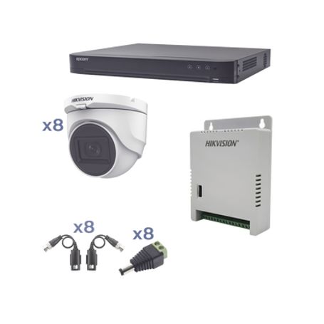 Kit Turbohd 1080p / Dvr 8 Canales / 8 Cámaras Turret (exterior 2.8 Mm) / Conectores / Transceptores / Fuente De Poder Profesiona