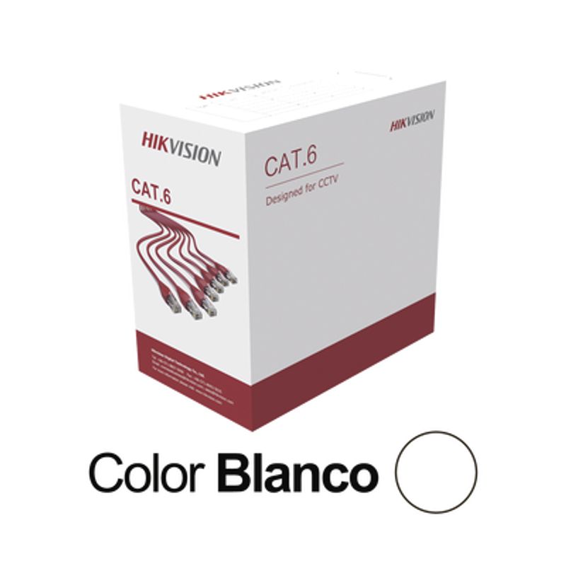 Bobina De Cable Utp 305 Mts / Cat 6 (24 Awg) / Color Blanco / Pvc (cm) / Uso En Interior / Cca / Aplicaciones De Cctv Y Redes De