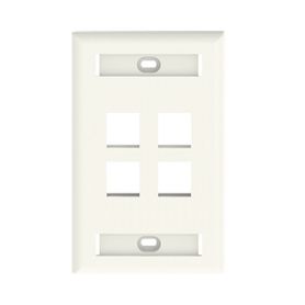 placa de pared vertical salida para 4 puertos keystone con espacios para etiquetas color banco mate74141