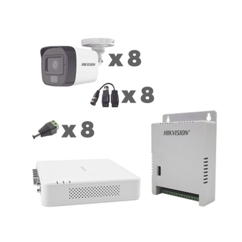 Kit Turbohd 1080p / Dvr 8 Canales Con Audio Por Coaxitron / 8 Cámaras Con Micrófono Integrado 101° Visión/  Luz Blanca  Ir Visió