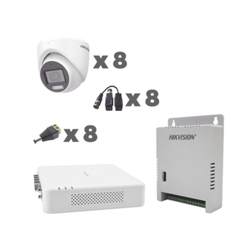 Kit Turbohd 1080p / Dvr 8 Canales Con Audio Por Coaxitron / 8 Cámaras Con Micrófono Integrado 106° Visión/  Luz Blanca  Ir Visió