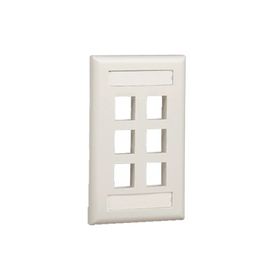 placa de pared vertical salida para 6 puertos keystone con espacios para etiquetas color blanco