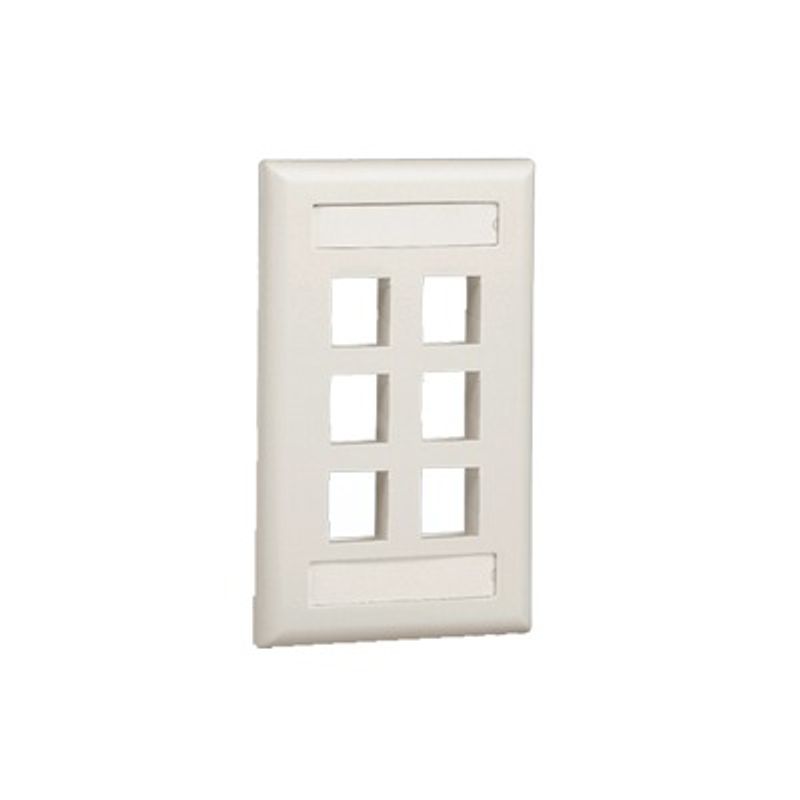 Placa De Pared Vertical Salida Para 6 Puertos Keystone Con Espacios Para Etiquetas Color Blanco