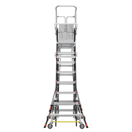 Escalera De Fibra De Vidrio Con Jaula Y Peldanos De Aluminio De 814 (2.44  4.27 M). Sin Ajuste En Ruedas (ratchet™ Leveler) (sku