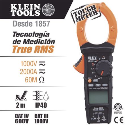 Amperimetro Digital De Gancho De Rango Automático De 2000 A Ca Con Media Cuadrática Real Y Baja Impedancia (loz).