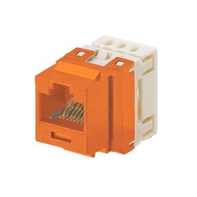 conector jack estilo 110 de impacto tipo keystone categoria 5e de 8 posiciones y 8 cables color naranja