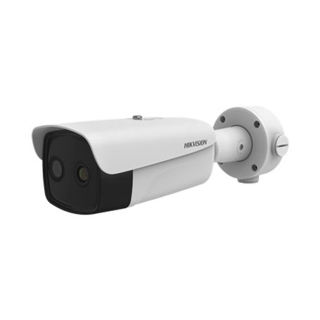 bala ip dual  térmica 15 mm 384 x 288   óptico 6 mm 4 megapixel  50 mts ir  ip66  poe  termométrica  detección de temperatura y