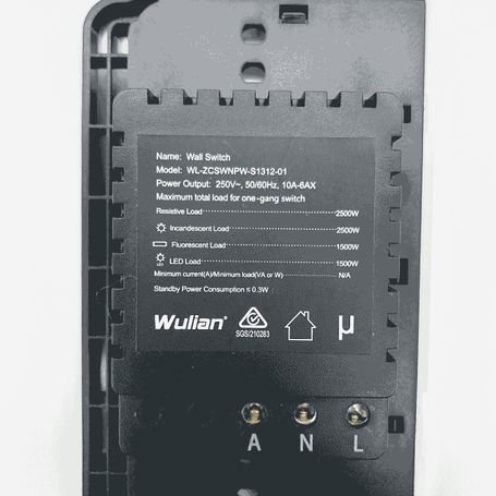 Wulian Switcha1ln  Apagador Inteligente Formato Americano Con Conexion A 110vac/ Administración Remota Con Uso De Brain Desde Ap