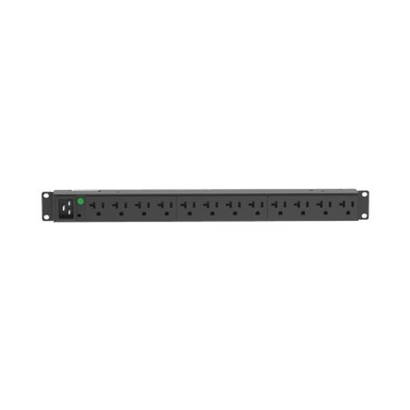 pdu básico para distribución de energia enchufe de entrada nema l520p con 12 contactos nema 520r instalación horizontal de 19in