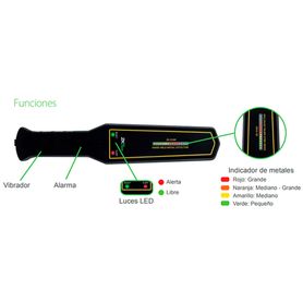 zkteco d180  detector de metales portátil  alta sensibilidad  indicador visual  sonido y vibración  bateria recargable 9vdc has