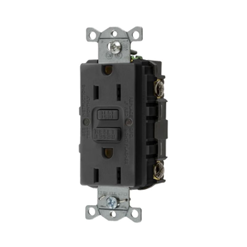 Contacto De Autoverificación Gfci Con Interruptor De Falla A Tierra De 15 A 125 V 2 Polos 3 Hilos Color Negro (nema 515r) Grado 