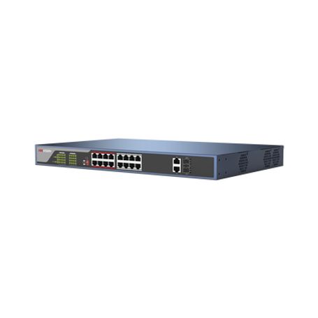 switch poe 250 metros larga distancia  16 puertos 8023at 30 w 100 mbps  2 puertos gigabit  2 puertos sfp87469