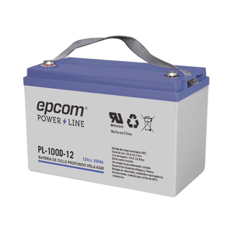 Acumulador Epcom 12v 100ah Tecnologia Vrla Agm Ciclo Profundo Para Aplicaciones Fotovoltaicas Terminales Tipo M6 ( Hex )