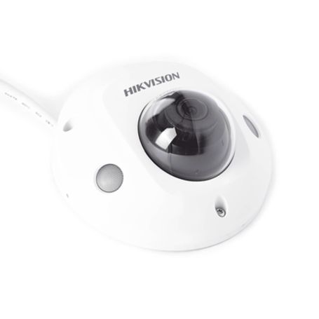 mini domo ip 2 megapixel  serie pro  lente 28 mm  10 mts ir exir  micrófono integrado  exterior ip66  ik08  poe  audio y alarma