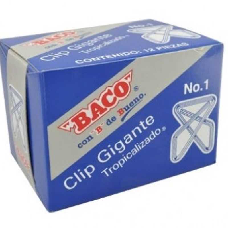 Clip BACO Gigante 1 12296 Zincado. Caja con 12 clips. Clip Gigante Metálico Zincado.  TL1 