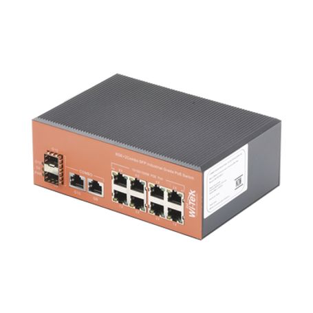 Switch Industrial Poe No Administrable De 8 Puertos 10/100/1000mbps  2 Sfp Combo 150 W