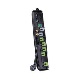 multicontacto con supresor de picos voltaje de entrada 125 vca nema 515p con 7 salidas nema 515r 1950 joules protección rj11 y 