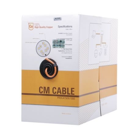Bobina De Cable De 1000 Ft ( 305 M ) Cat5e De Alto Desempeno Color Naranja  Super Flexible Ul Para Aplicaciones En Cámaras Ip Me