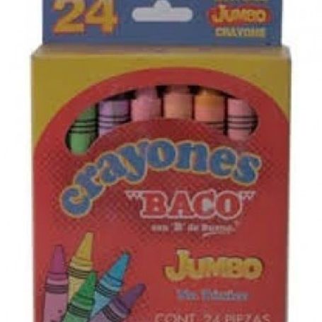 Crayones BACO JUMBO 65490. Surtido con 24 Piezas Colores Variados.  TL1 