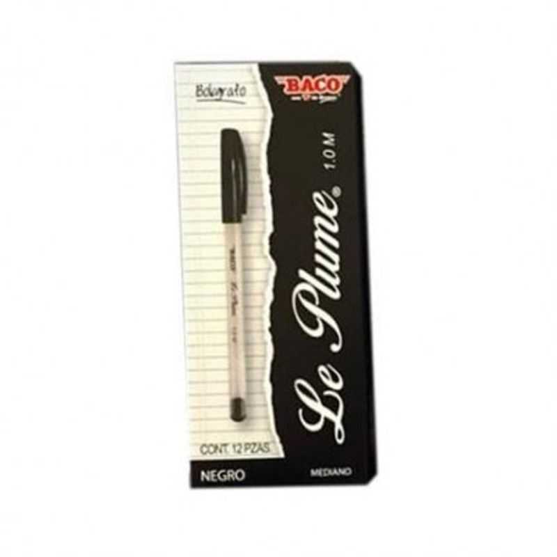 Boligrafo BACO LEPLUME 53404 Negro. Plegadiza con 12 Piezas. Punto Medio 1.00 mm TL1 