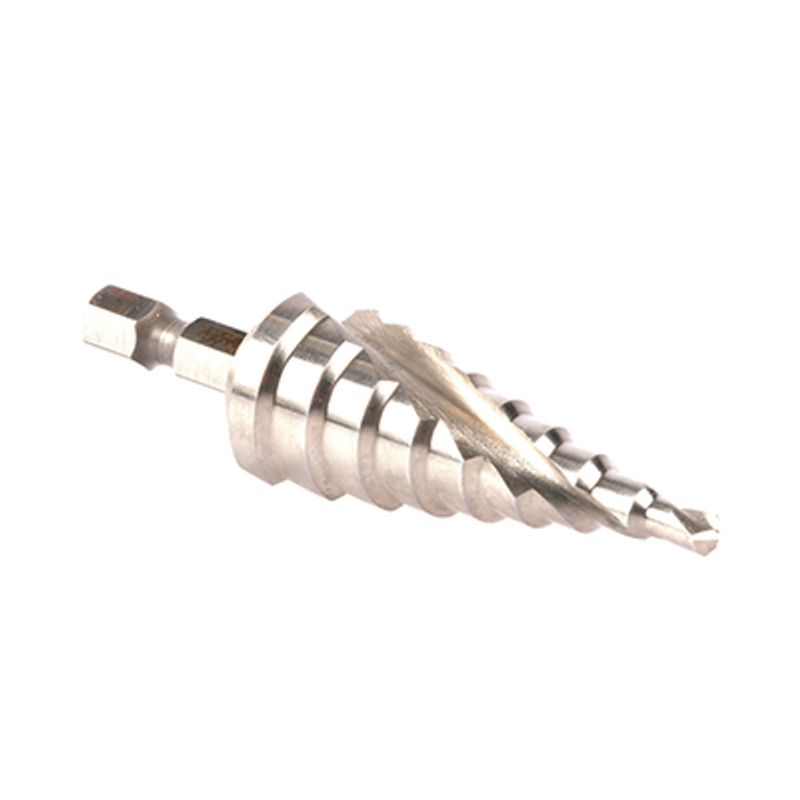 Broca Escalonada Espiral De Hss 420 Mm Zanco De 1/4 Hexagonal Blister Con Una Pieza. Broca Escalonada Espiral De Hss 420 Mm Zanco De 1/4 Hexagonal Blister Con Una Pieza.