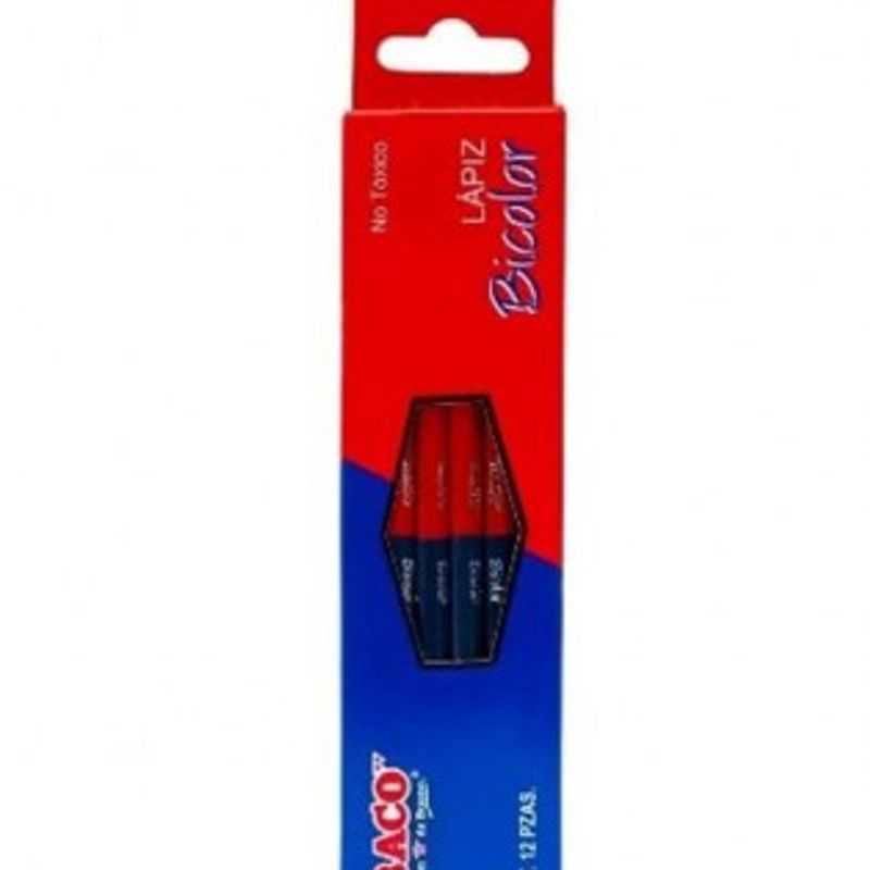 Lápiz Bicolor BACO 55408 Azul  Rojo Caja con 12 Piezas  TL1 
