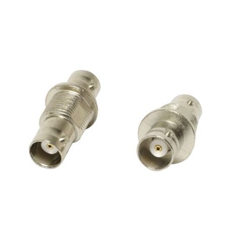 Adaptador Coaxial Doble De Bnc Hembra A Bnc Hembra Para Chasis En Com3010 Niquel / Oro / Delrin.