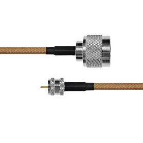 cable coaxial rg142u de 110 cm 50 ohm con conectores n macho a mini uhf macho