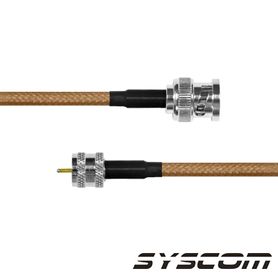 cable coaxial rg142u de 60 cm para 50 ohm con conectores bnc macho a mini uhf macho