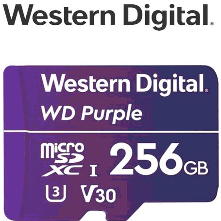 Western Digital Wdd256g1p0c Microsd 256gb / Micro Sdxc Purple Sc Qd101 Videovigilancia 24/7 Clase 10 U1 Lect 50mb/s Esc 40mb/s