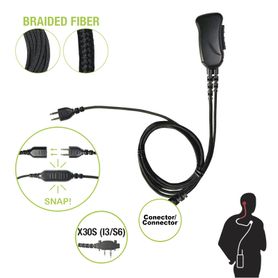micrófono audifono de 1 cable de fibra trenzada con sistema snap para radios icom icf4003401320004021403142104230icf14302130133