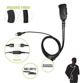 micrófono con cable de fibra trenzada serie snap compatible con motorola serie apx y trbo xpr6xxx7xxx