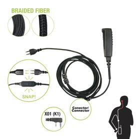 cable para micrófono audifono snap intercambiable con conector para radios kenwood con conector de 2 pines