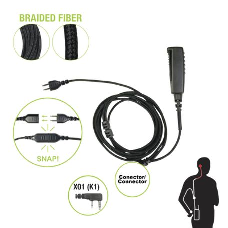 Cable Para Micrófono Audifono Snap Intercambiable Con Conector Para Radios Kenwood Con Conector De 2 Pines.