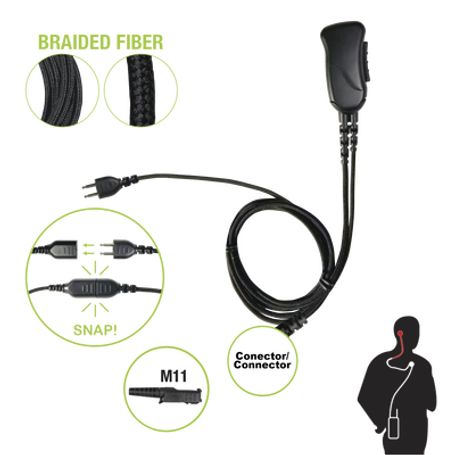 Micrófono Con Cable De Fibra Trenzada Serie Snap Compatible Con Motorola Trbo Xpr3300/3500 Y Serie E.