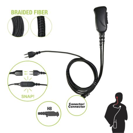 Micrófono Con Cable De Fibra Trenzada Serie Snap Compatible Con Hytera X1e/pz1p And Pd6.
