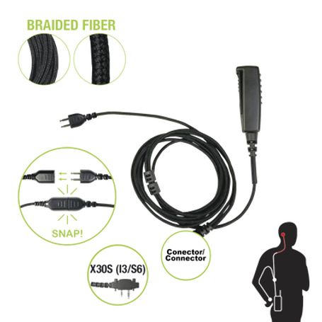Cable Para Micrófono Audifono Snap Intercambiable Con Conector Para Radios Icom Con Conector De 2 Pines.