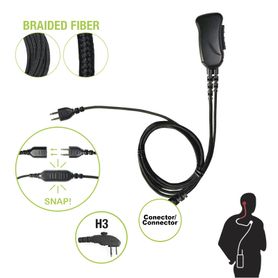 braided fiber 1 cable lapel mic w snap connect for hytera connector select different earphones not included