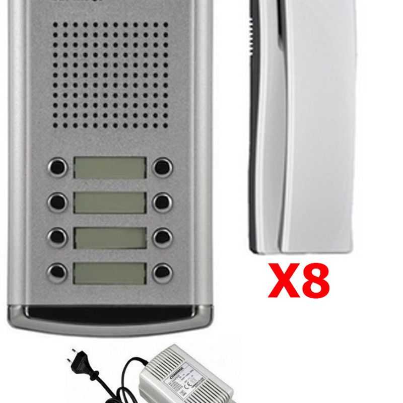Commax Dr8amap  Kit De Frente De Calle De Audio Dr8am Para 8 Apartamentos Incluye 8 Auriculares Dpss Y Fuente De Energia Rf1a De