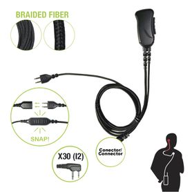 micrófono con cable de fibra trenzada serie snap compatible con icom 2 pines sin tornillos